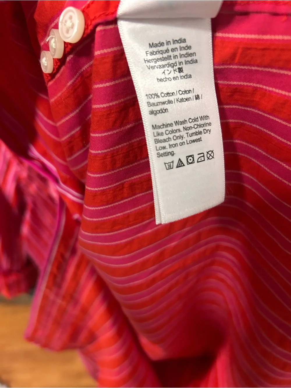 J. Crew cotton striped button up shirt pink red size 22 with chest pocket plus